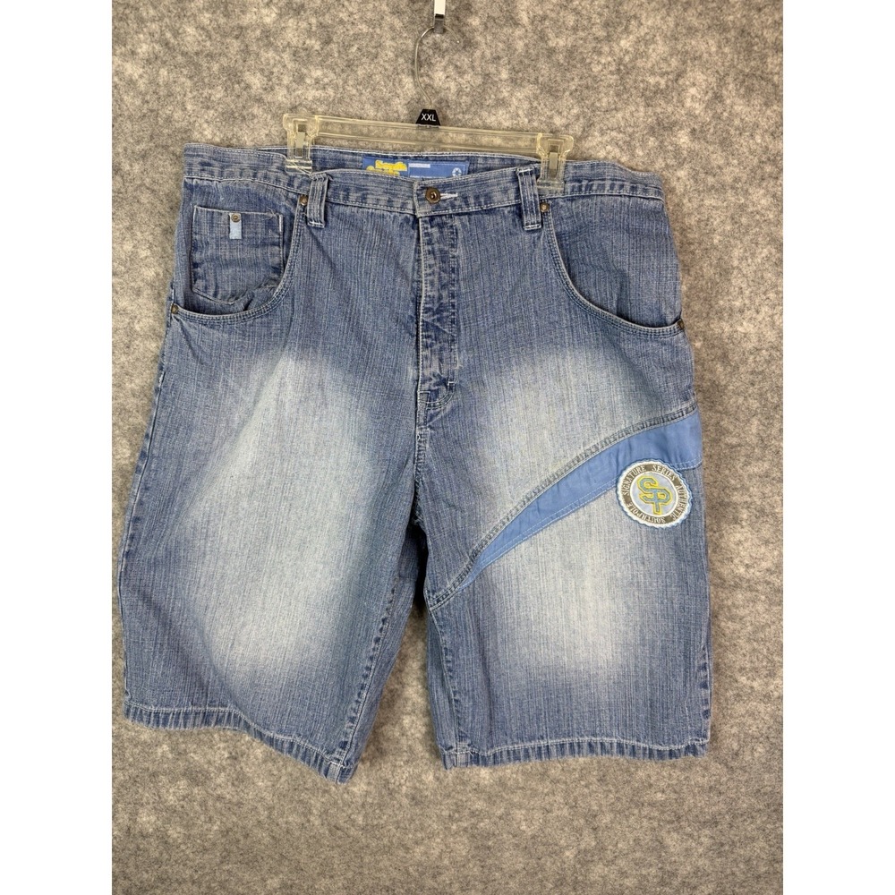 Vintage Southpole Jean Shorts Mens 40 Baggy Y2K Denim Jorts Hiphop Baggy Patches
